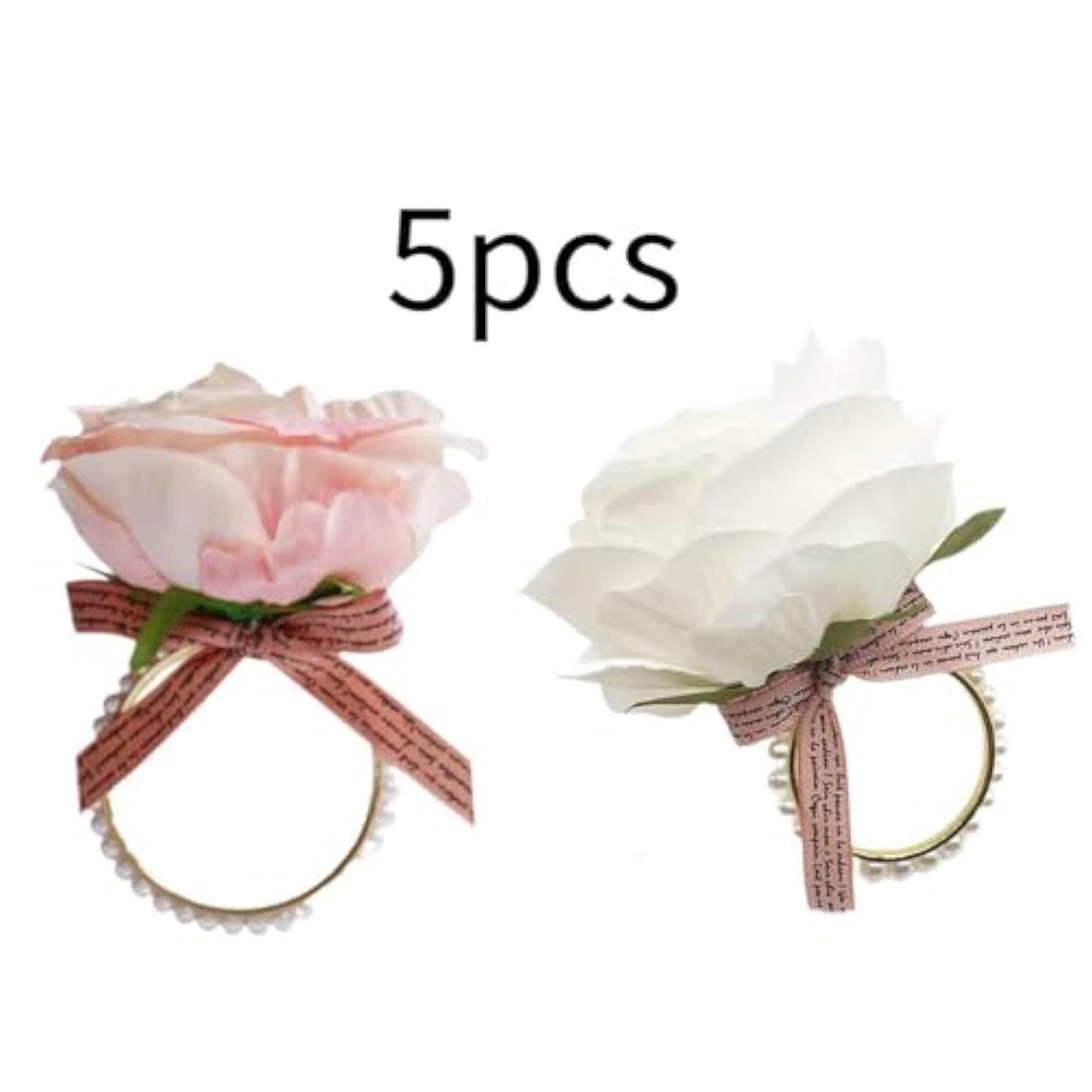5Pcs Pink Flower Napkin Rings for Festivals and Dining
